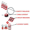 Master Lock S1900VE410 Deluxe Valve & Electric Lockout Station, Includes 6 Zenex Padlocks, Yellow