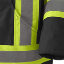 Pioneer Hi Vis Heavy Duty Quilted Cotton Duck Safety Jacket - Reflective Tape - Black