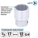JET 17-Piece 3/4-inch Drive Metric, Regular, 12 Point, Chrome Socket Set, 601406
