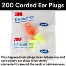 3M Ear Plugs, 200/Box, E-A-Rsoft FX 312-1260, Corded, Disposable, Foam, NRR 33, Drilling, Grinding, Machining, Sawing, Sanding, Welding, 1/Poly Bag