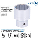 JET 17-Piece 3/4-inch Drive SAE, Regular, 12 Point, Chrome Socket Set, 601405