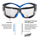 3M Safety Glasses, SecureFit, 20 Pack, ANSI Z87, Scotchgard Anti-Fog Anti-Scratch Clear Lens, Blue/Grey Frame, Removable Foam Gasket, Flexible Temples