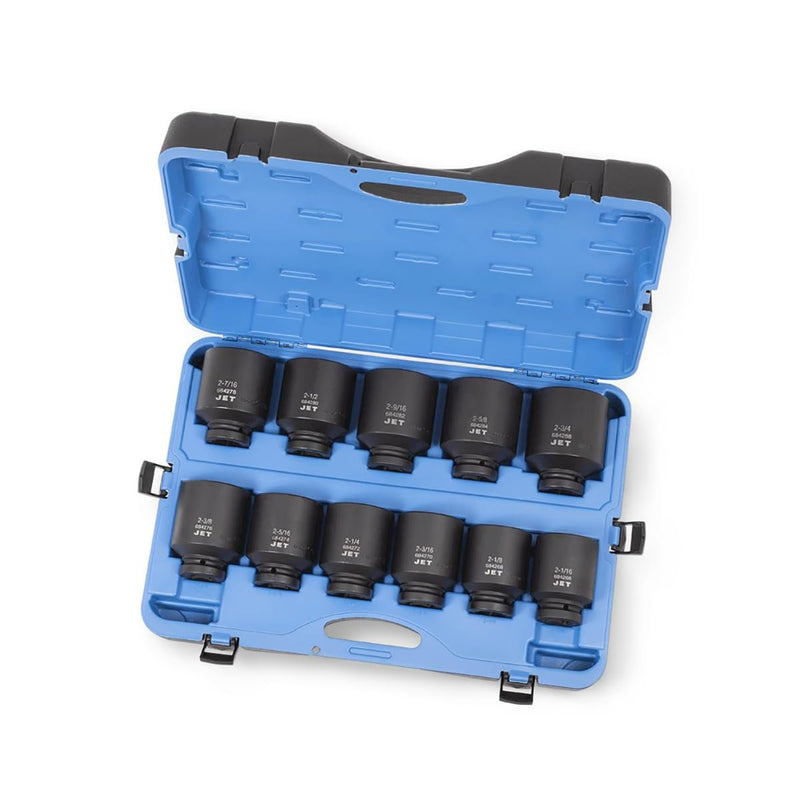 Jet 1-inch Drive, 16-Piece Deep SAE Professional Impact Socket Set, 6 Point, 610508