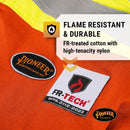 Pioneer FR 7-Pocket Overall Bib Work Pants, Premium Cotton & Nylon Blend, Reflective Stripes, Orange, 4XL, V2540480-4XL