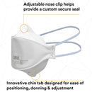 PK/20: 3M Aura Particulate Respirator 9205+, N95 Disposable Respirators, Individually Wrapped, 3 Panel Flat Fold Design Allows for Facial Movements, Comfortable, NIOSH Approved
