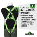 PeakWorks Compliance Series Roofer's Kit - includes Class A Harness, SP Lanyard, Vertical Lifeline & Roof Bracket - CSA, ANSI, OSHA Compliant Fall Protection