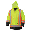 Pioneer Winter 7-in-1 Parka Jacket – High Vis Waterproof Jacket With Detachable Hood – Black Reflective Rainwear
