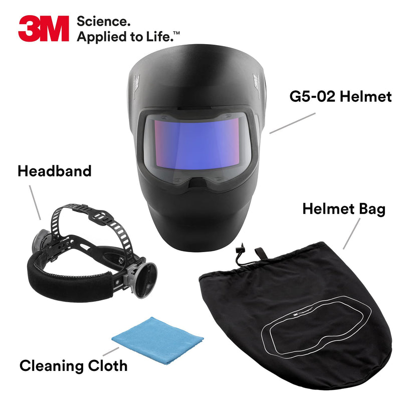 3M Speedglas G5-02 Welding Helmet w/Curved ADF Headband Cleaning Wipe/Bag