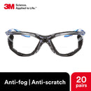 3M Safety Glasses with Readers, +2.0, Virtua CCS, 20 Pack, ANSI Z87, Anti-Fog, Clear Lens, Blue Frame, Corded Ear Plug Control System, Removable Foam Gasket