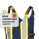 Pioneer Hi Vis Safety Overalls for Men - For Construction, Traffic, Sanitation - Class 2-7 Pockets - Navy Blue