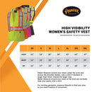Pioneer High Visibility Full Front Zipper Women's Safety Vest, Multi-Pocket
