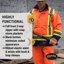 Pioneer Hi Vis Heavy Duty Waterproof Safety Jacket -All Seasons 300D Trilobal Ripstop Coat - Hi-Vis Orange