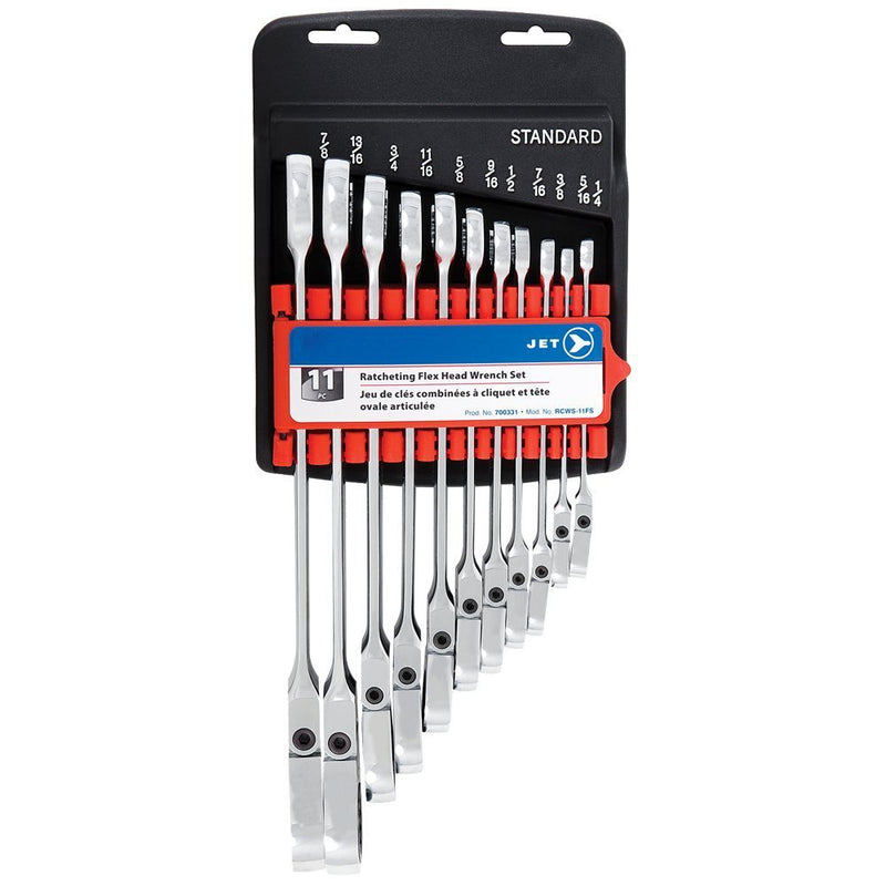 JET 11-Piece S.A.E. Flex Head Ratchet Combination Wrench Set, 700331