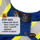 Pioneer FR 7-Pocket Overall Bib Work Pants, Premium Cotton & Nylon Blend, Reflective Stripes, Blue, 4XL, V2540450-4XL