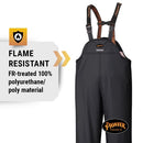 Pioneer Waterproof FR Chemical Resistant Strech Overall Bib Work Pants, Lightweight, Black, 2XL, V3520270-2XL