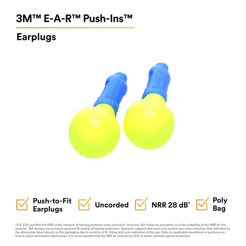 3M E-A-R Push-Ins Uncorded Earplugs 318-1000