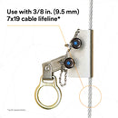 3M DBI-SALA 5000338 Vertical System Component, Manual Wire Rope Grab for Use On 3/8" (95 mm) 7x19 Cable Lifeline, Silver