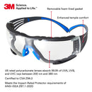 3M Safety Glasses, SecureFit, 20 Pack, ANSI Z87, Scotchgard Anti-Fog Anti-Scratch Clear Lens, Blue/Grey Frame, Removable Foam Gasket, Flexible Temples