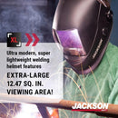 Jackson Safety 46250 Translight+ 555 Series Premium Auto Darkening Welding Helmet, 3.23" x 3.86" Viewing Area, Black