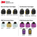 3M Respirator Cartridge, Secure Click D8003 Cartridge for Organic Vapors and Acid Gas, NIOSH Approved, Dual-Flow for Greater Breathability and Comfort, 1 Pair