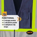 Pioneer Adjustable Reflective Safety Vest, ID & Phone Pockets, Navy Blue, L/XL, V1021580-L/XL