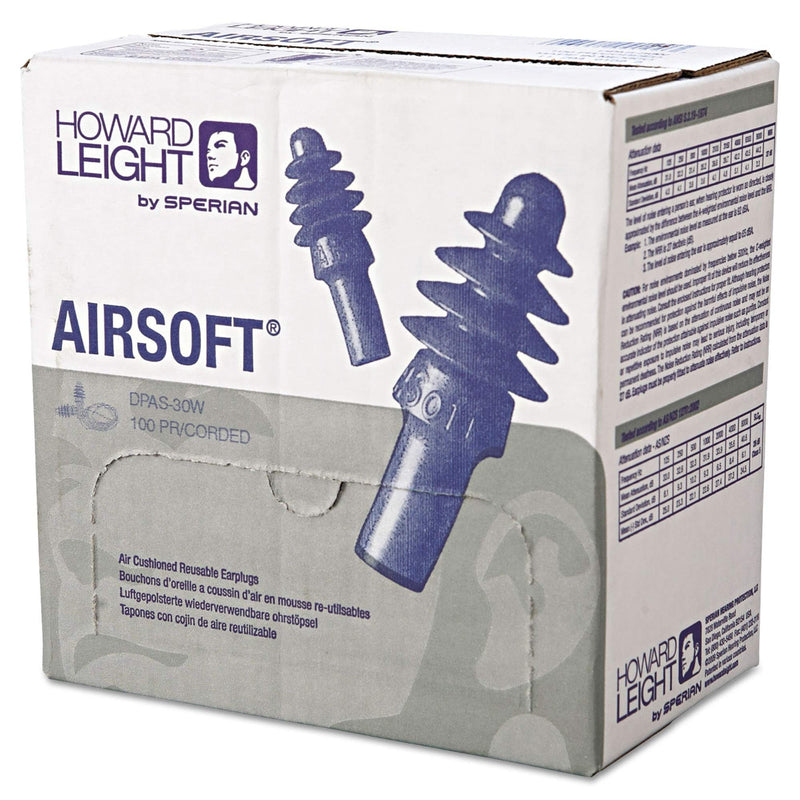 Honeywell Howard Leight AIRSoft DPAS-30W Tapered TPE Corded Earplugs. Box/100 Pairs
