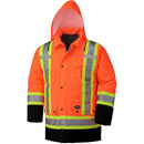 Pioneer Winter 7-in-1 Parka Jacket – High Vis Waterproof Jacket With Detachable Hood – Black Reflective Rainwear