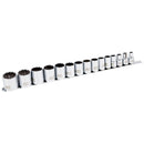 JET 15-Piece 1/2-inch Drive SAE, Regular, 12 Point, Chrome Socket Set, 601317