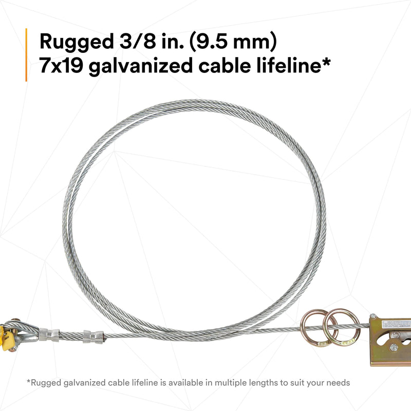 3M DBI-SALA Sayfline 7602060 Horizontal Lifeline System, 60' Cable with Wedgegrip Termination, Turnbuckle Tensioner, Energy Absorber, Silver