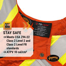 Pioneer FR 7-Pocket Overall Bib Work Pants, Premium Cotton & Nylon Blend, Reflective Stripes, Orange, 4XL, V2540480-4XL