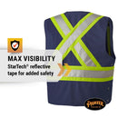 Pioneer Adjustable Reflective Safety Vest, ID & Phone Pockets, Navy Blue, L/XL, V1021580-L/XL