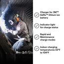 3M Battery Charger, Lithium Ion, for 3M Adflo Powered Air Purifying Respirators (PAPR) for Welding, 35-0099-08.  Each