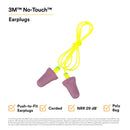 3M™ No-Touch Foam Corded Plugs, P2001, Purple, 400 Pairs (4 Boxes of 100 Pairs)