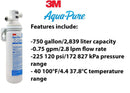 3M Aqua-Pure Under Sink Dedicated Faucet Replacement Water Filter Cartridge, fo