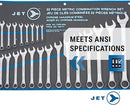 JET Torque Wrench Set and Organizer – 22 Piece Metric Raised Panel Combination, Up to 7mm - 32mm Sizes, Industrial Strength Chrome Vanadium, Included Pouch, Meets ANSI Specifications, 700177