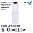 JET 21-Piece 3/8-inch Drive SAE, 6 Point, Ratchet Wrench Chrome Socket Set, 600229