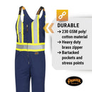 Pioneer Hi Vis Safety Overalls for Men - For Construction, Traffic, Sanitation - Class 2-7 Pockets - Navy Blue