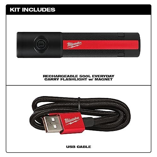 Milwaukee 2011R 500 Lumens EDC Everyday Carry Internal Rechargeable Flashlight with Magnet