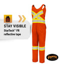 Pioneer FR 7-Pocket Overall Bib Work Pants, Premium Cotton & Nylon Blend, Reflective Stripes, Orange, 4XL, V2540480-4XL