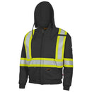 Pioneer V2570470-4XL Flame Resistant Heavyweight Safety Hoodie, Zip Style, Refl. Tape, Black, 4XL