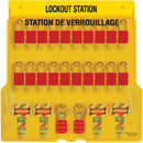 Master Lock 1484BP1106FRC French/English 20-Padlock Capacity Lockout Station with Cover, Includes 20 Aluminum Padlocks