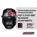 Jackson Safety Insight Variable Auto Darkening Welding Helmet, HaloX, ADF, Black