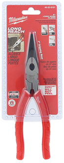Milwaukee 48-22-6101 8-Inch Long Nose Pliers with Reaming Head and Onboard Fish Tape Pulling