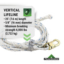 PeakWorks Compliance Series Roofer's Kit - includes Class A Harness, SP Lanyard, Vertical Lifeline & Roof Bracket - CSA, ANSI, OSHA Compliant Fall Protection