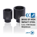 Jet 1-inch Drive, 16-Piece Deep SAE Professional Impact Socket Set, 6 Point, 610508