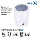 JET 21-Piece 3/4-inch Drive SAE, 12 Point, Ratchet Wrench Chrome Socket Set, 600402