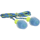 Leight Multiple Use Fusion 4-Flange Blue And Yellow Thermal Plastic Urethane Corded Earplugs With Detachable Nylon Cord (1 Pair Per HearPack, 100 Pair Per Box) [Set of 100]