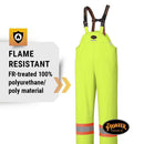 Pioneer Waterproof FR Chemical Resistant Strech Overall Bib Work Pants, Lightweight, Yellow-Green, L, V3520260-L