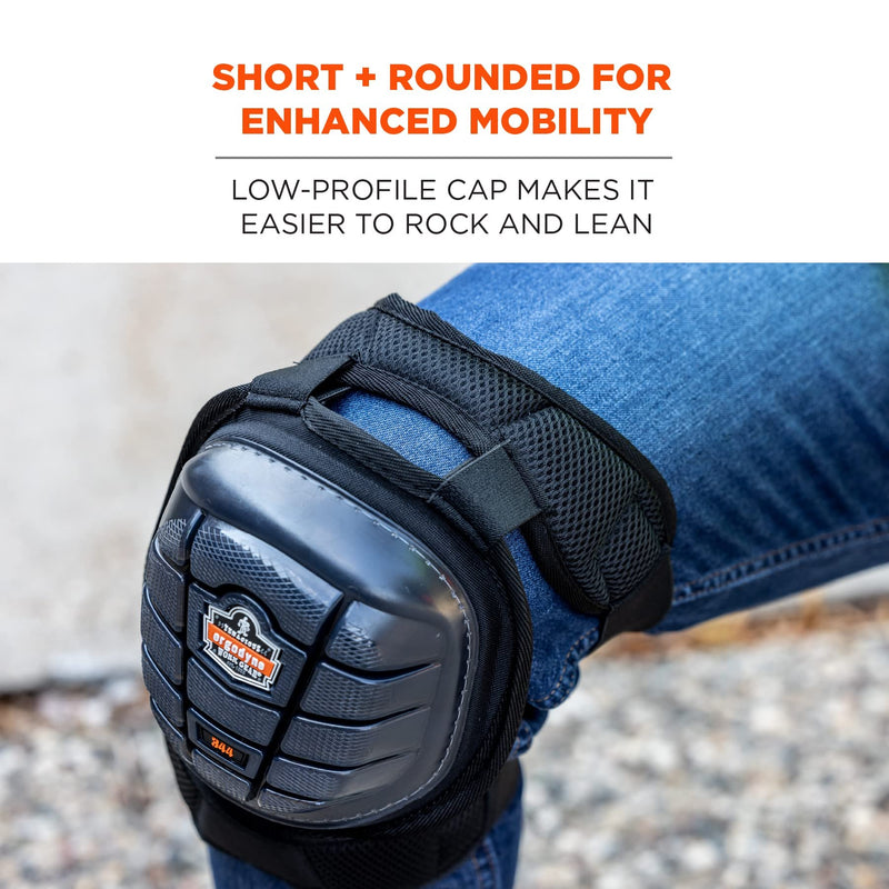 Ergodyne Proflex 344 Professional Knee Pads, Protective Short Cap, Injected Gel Techology, Adjustable Padded Comfort Straps, Black