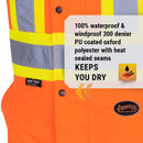 Pioneer Hi Vis Overall Bib Pants for Men - Waterproof Insulated Work Safety Pants - Stay Warm in -46°C - Reflective - Orange